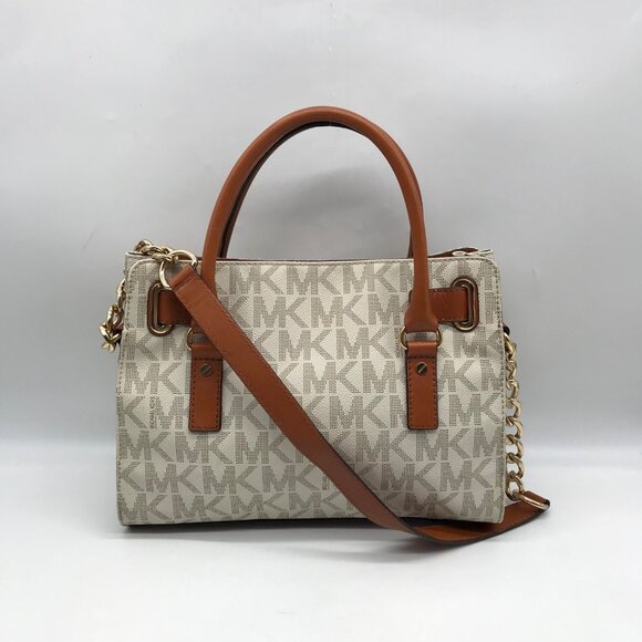 Michael Kors Ivory Monogram Canvas Hamilton Bag - Picture 2 of 10